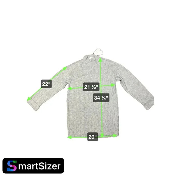 Mango Knit Heather Gray Chevron Ribbed Mock Neck Sweater Mini Dress Womens S NWT - Picture 11 of 11